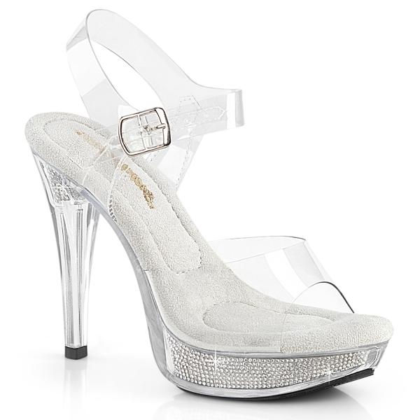 COCKTAIL-508SRSI Fabulicious vegan High Heels Plateausandaletten klar silber Strass