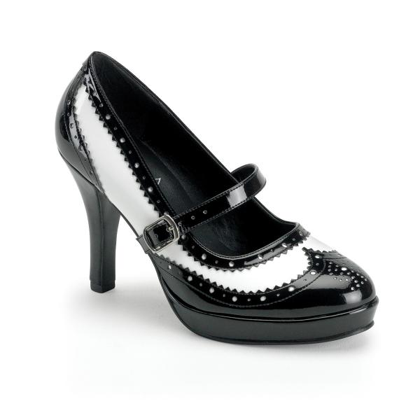 Sale CONTESSA-06 Funtasma High-Heels Mary Jane Miniplateau Pumps schwarz-weiß Lack 38