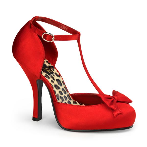 CUTIEPIE-12 Pin Up Couture High-Heels T-Riemchenpumps rot Satin mit Schleife