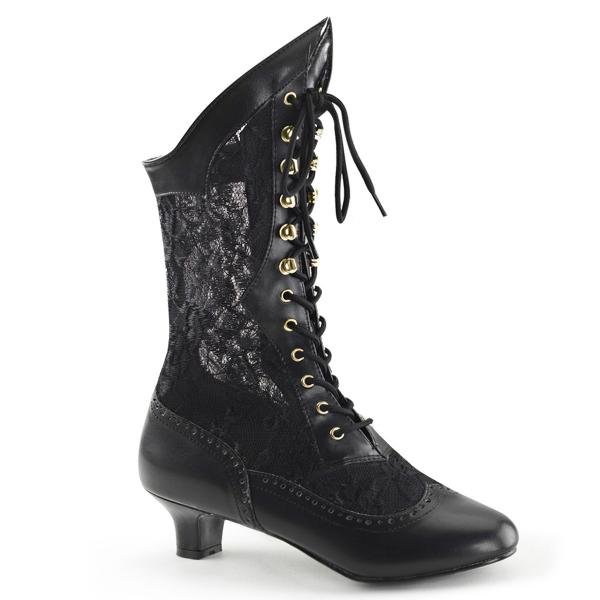 Sale DAME-115 Funtasma viktorianische Damen Schnürstiefel schwarz matt Spitze 41