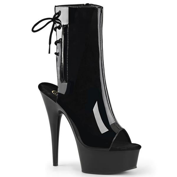 Sale DELIGHT-1018 Pleaser high heels platform peep toe ankle boots black patent 44