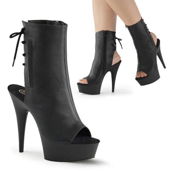 Sale DELIGHT-1018 Pleaser high heels platform peep toe ankle boot black matte 41