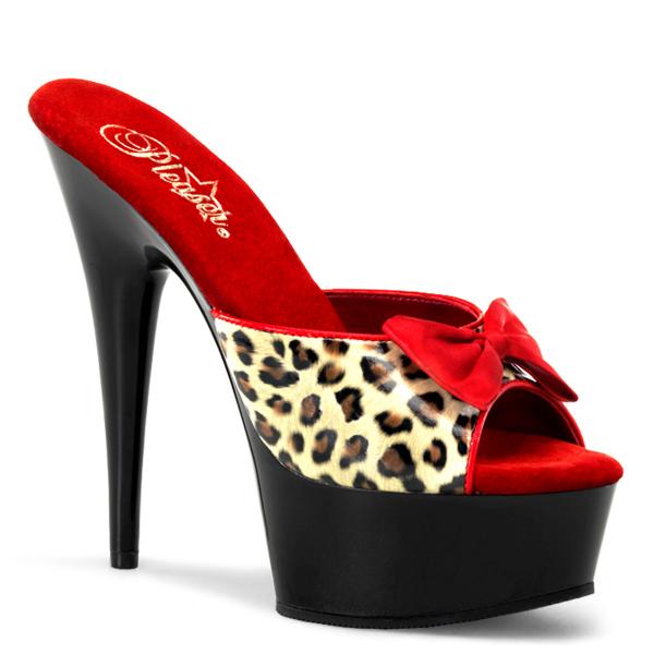 DELIGHT-601-6 Pleaser High-Heels Plateaupantoletten hellbraun Leoprint schwarz