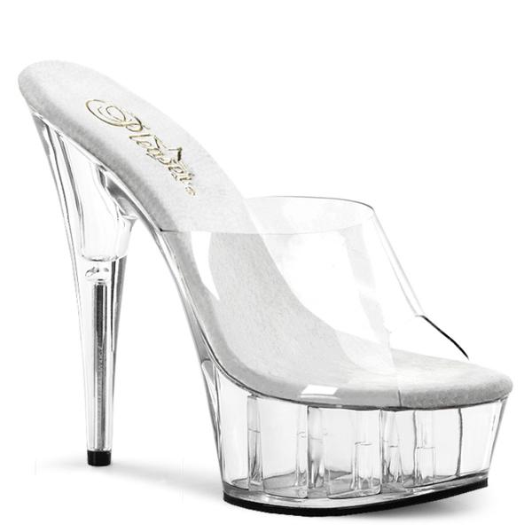 DELIGHT-601 Pleaser High-Heels Plateaupantoletten transparent