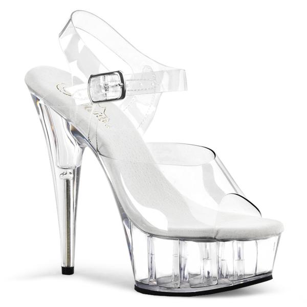 Sale DELIGHT-608 Pleaser High-Heels Plateausandaletten klar mit Lederinnensohle 40