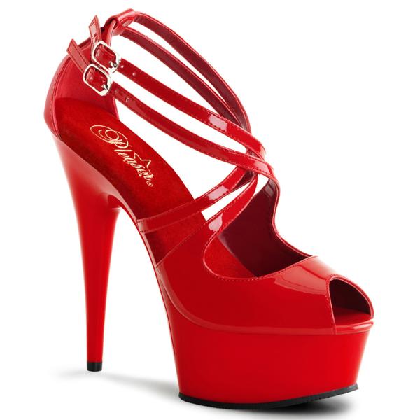 DELIGHT-612 Pleaser High-Heels Plateausandaletten rot Lack doppelt gekreuzte Riemchen