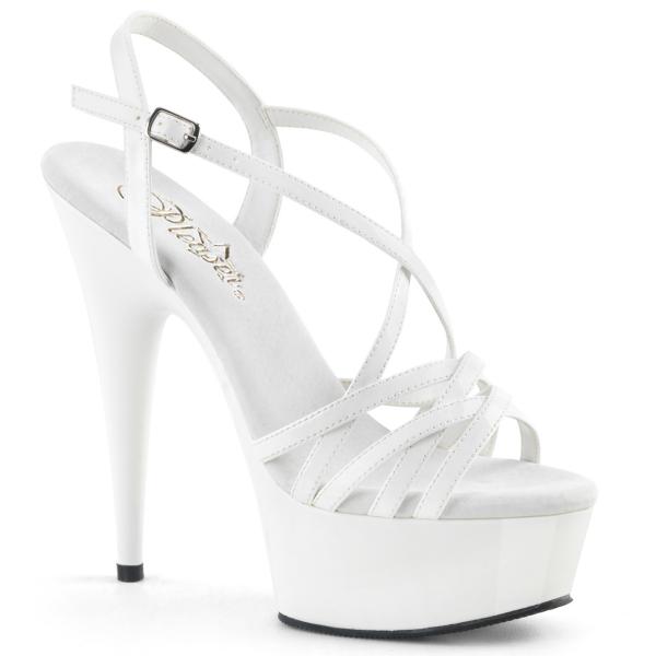 Sale DELIGHT-613 Pleaser high heels platform ankle strap sandal white patent overlapping straps 36