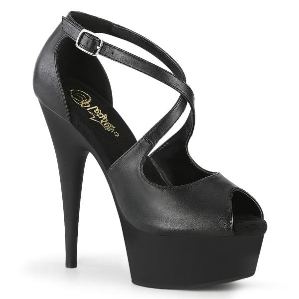 Sale DELIGHT-621 Pleaser vegan peep toe high heels platform sandal black matte 42