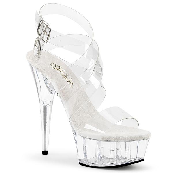 DELIGHT-635 Pleaser high heels platform double criss cross closed back sandal transparent