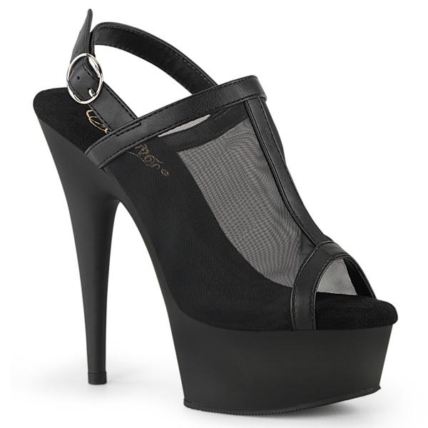 DELIGHT-636 Pleaser high heels platform sling back sandal black matte mesh