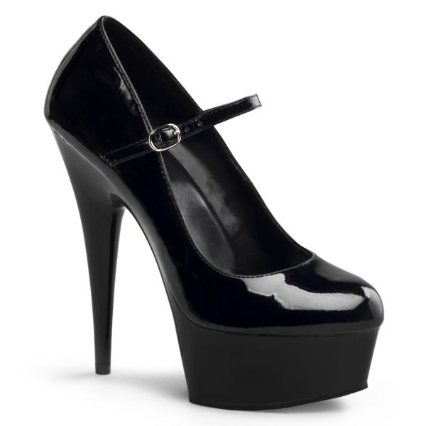 DELIGHT-687 Pleaser High-Heels Plateau Riemchenpumps schwarz Lack