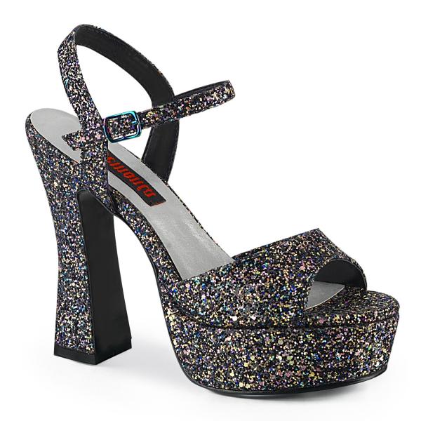 Sale DOLLY-09 DemoniaCult high heels platform ankle strap sandal black multi glitter 40