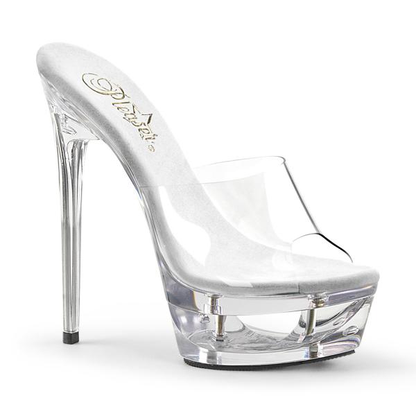 Sale ECLIPSE-601 Pleaser ladies high heels slide leather innersole cut out platform clear 40