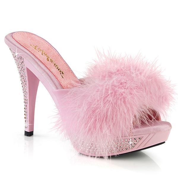 ELEGANT-401F Fabulicious High Heels Plateaupantoletten Strass babypink Maraboufell