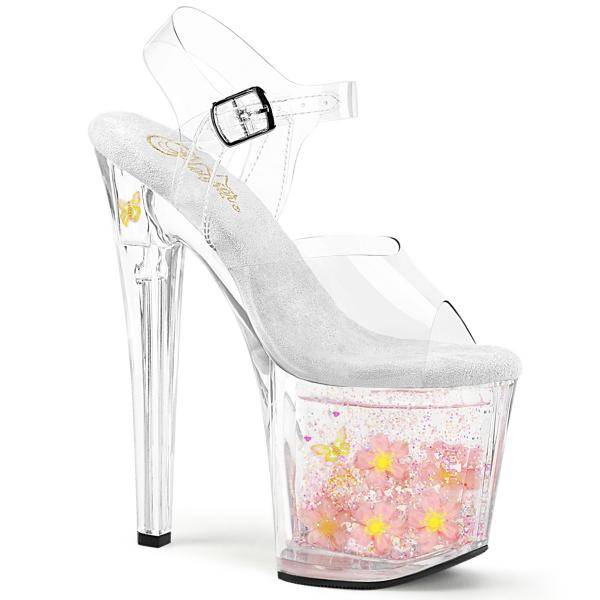 ENCHANT-708AQUA-01 Pleaser platform ankle strap sandal flowing liquid flower glitter clear babypink