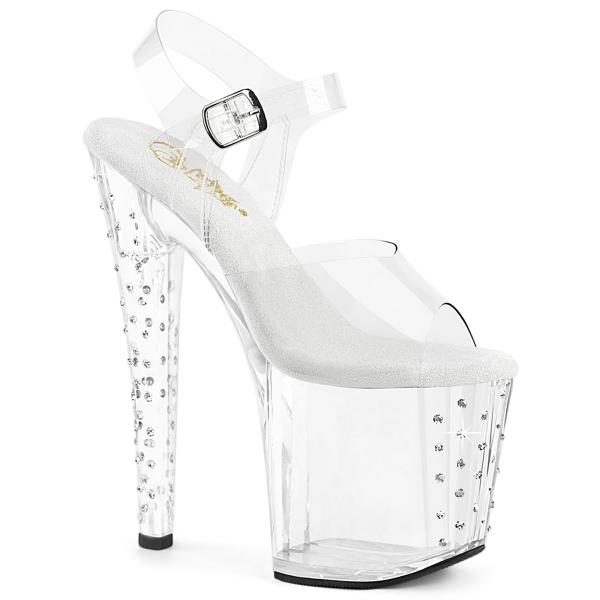 ENCHANT-708RS Pleaser vegane Damen High Heels Platrausandaletten transparent Strass