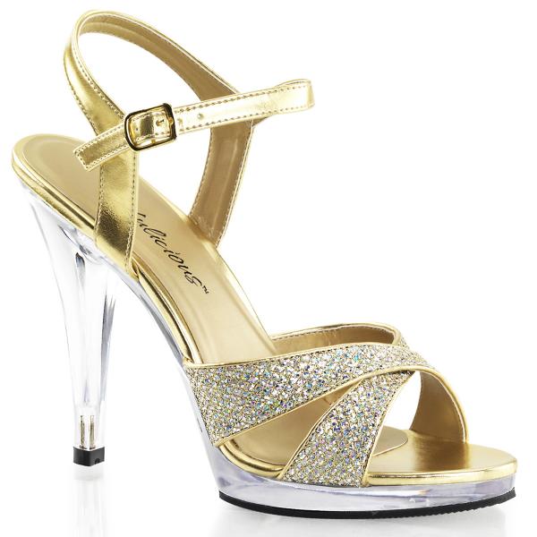 FLAIR-419(G) Fabulicious high heels platform ankle strap sandal gold Glitter