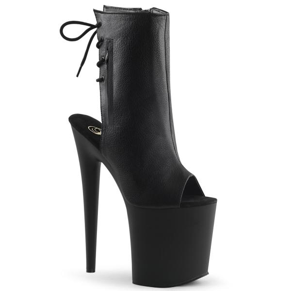 FLAMINGO-1018 Pleaser High Heels platform open toe ankle boot black matte