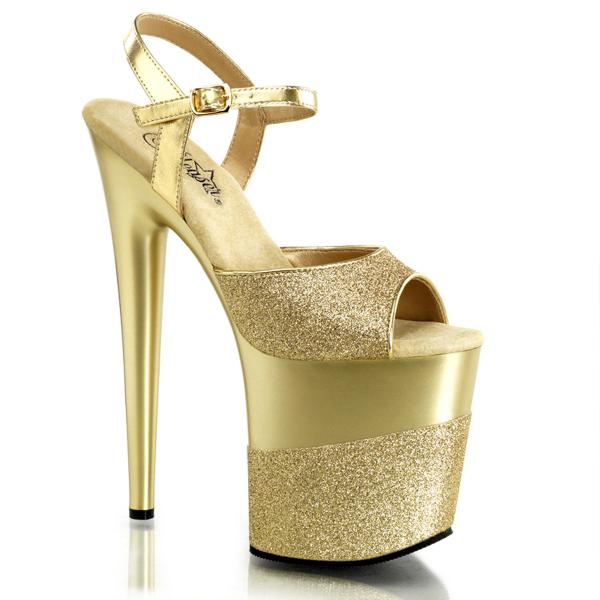 FLAMINGO-809-2G Pleaser high heels platform sandal gold glitter