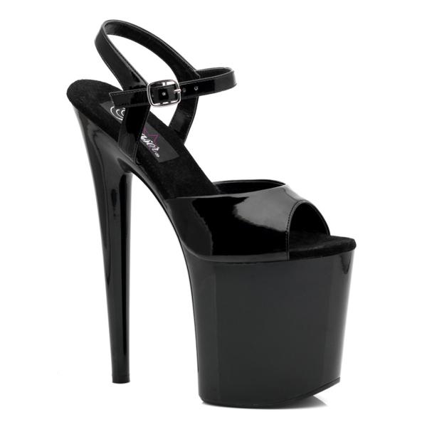 FLAMINGO-809 Pleaser High-Heels Plateau Sandaletten schwarz Lack