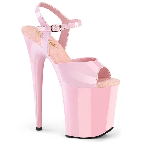 FLAMINGO-809 sexy Pleaser High-Heels Plateau Sandaletten baby pink Lack günstig