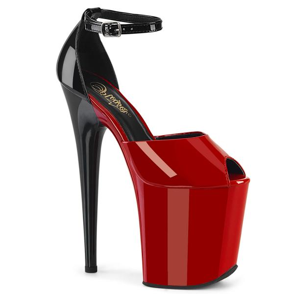 FLAMINGO-868 Pleaser high heels platform ankle strap sandal two tone red black