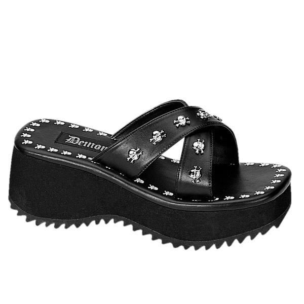 Sale FLIP-05 DemoniaCult skull print studs platform sandalblack matte 40