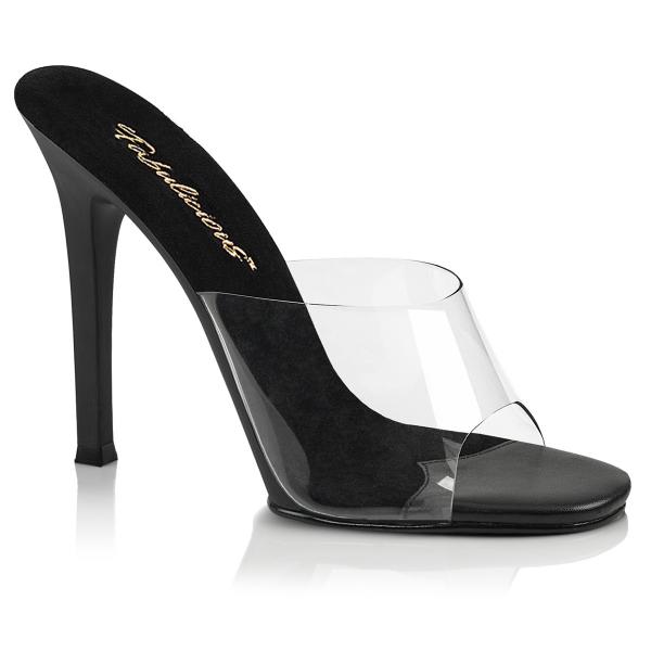 Sale GALA-01 Fabulicious High-Heels Pantoletten klar schwarz mit Lederinnensohle 39