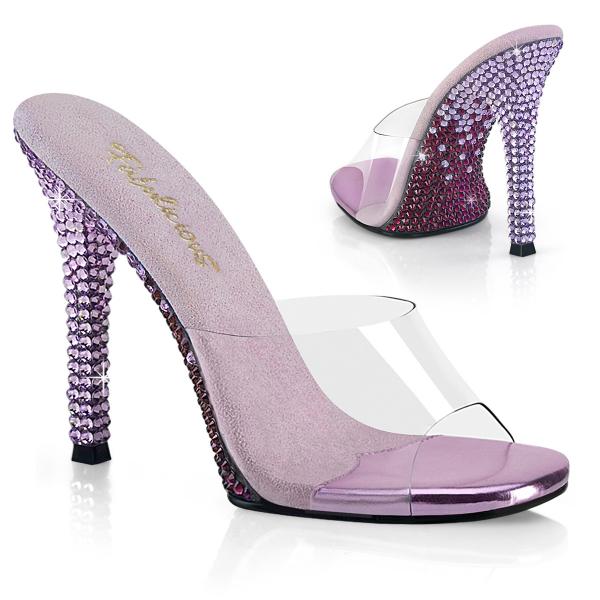 GALA-01DMM Fabulicious High Heels Pantoletten klar lavendel zweifarbige Strasssteine