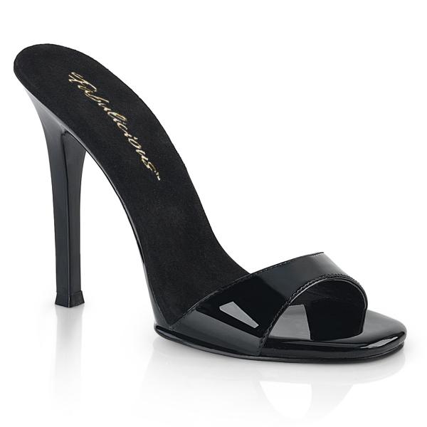 Sale GALA-01S Fabulicious high heels slide small band black patent with leather insole 38