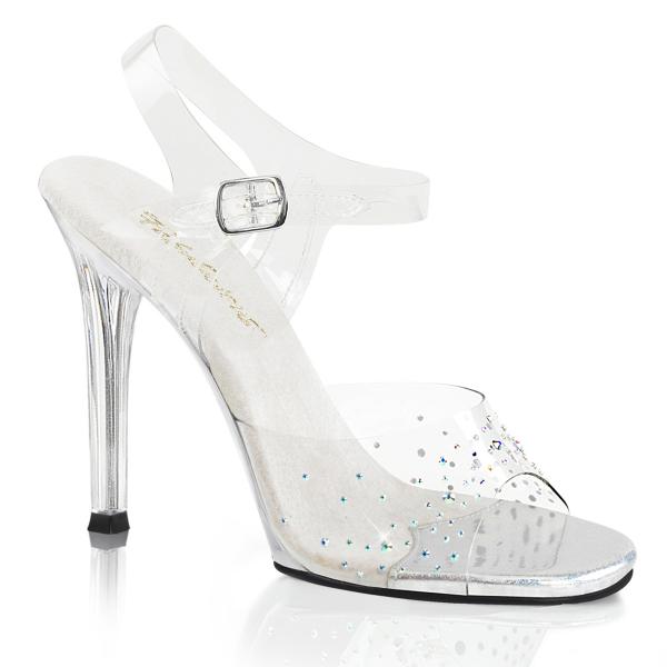 GALA-08SD Fabulicious High-Heels Knöchelriemchen Sandaletten klar mit AB-Strass