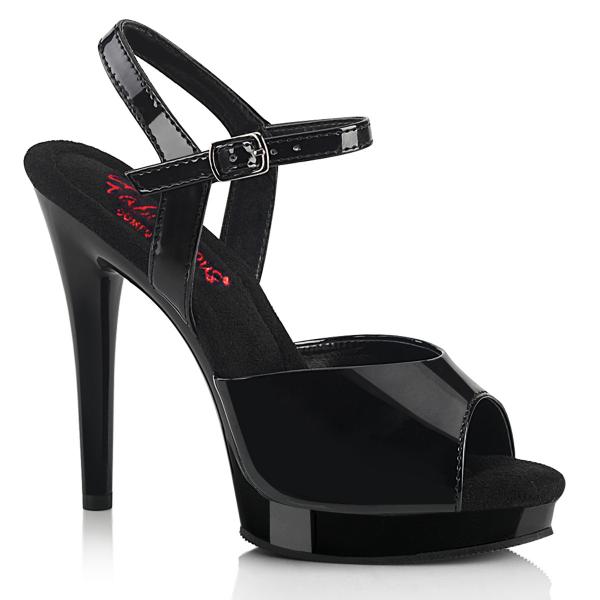 GLORY-509 Fabulicious vegan high heels ankle strap sandal black patent