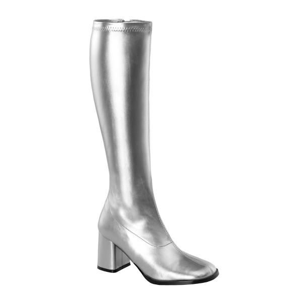 Auktion GOGO-300 bequeme Funtasma Damen Stretchstiefel Boots silber Lederoptik 38