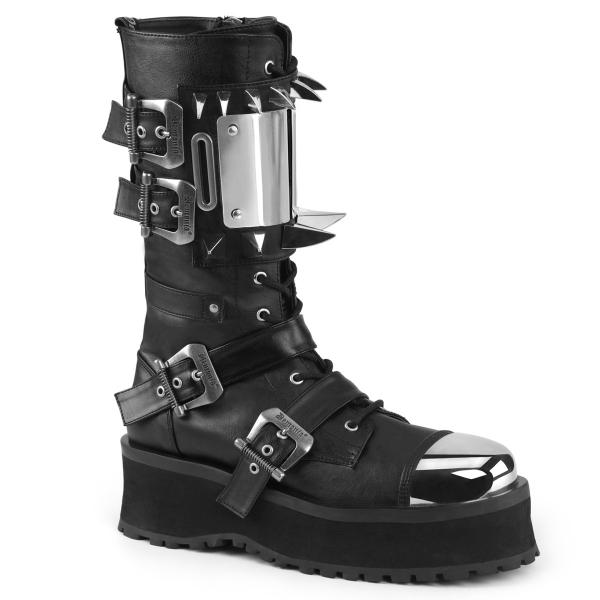 Sale GRAVEDIGGER-250 DemoniaCult platform mid-calf boot black plated metal spikes 36