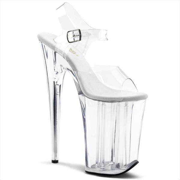 INFINITY-908 Pleaser Damen High Heels Plateau transparente Riemchen Sandaletten