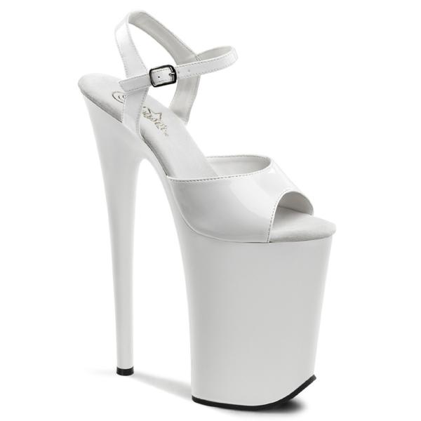 Sale INFINITY-909 Pleaser sexy ankle strap platform sandal white patent 38