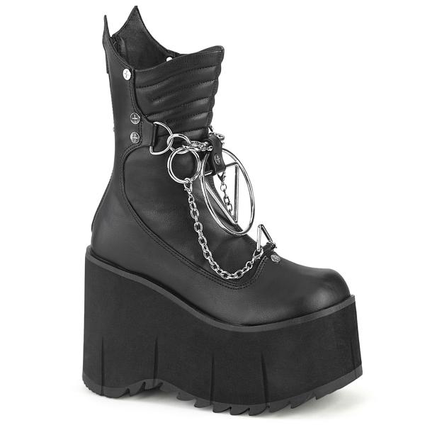 Sale KERA-130 DemoniaCult platform mid calf high boot chain studs black matte 37