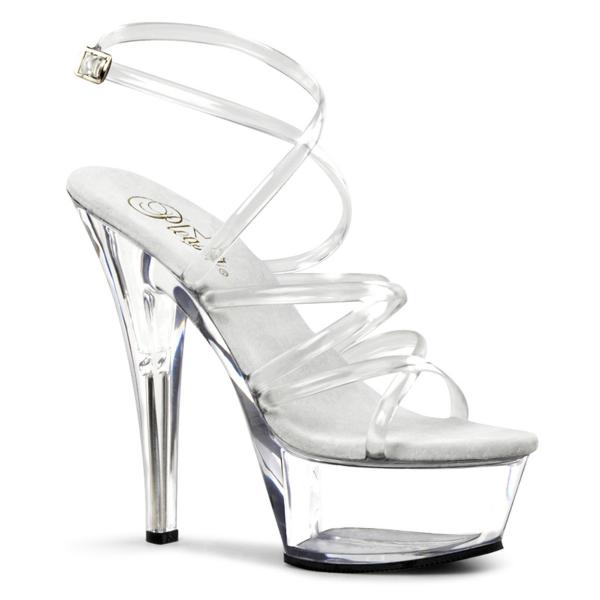 KISS-206 Pleaser High-Heels Plateausandaletten klar mit Elastikriemchen