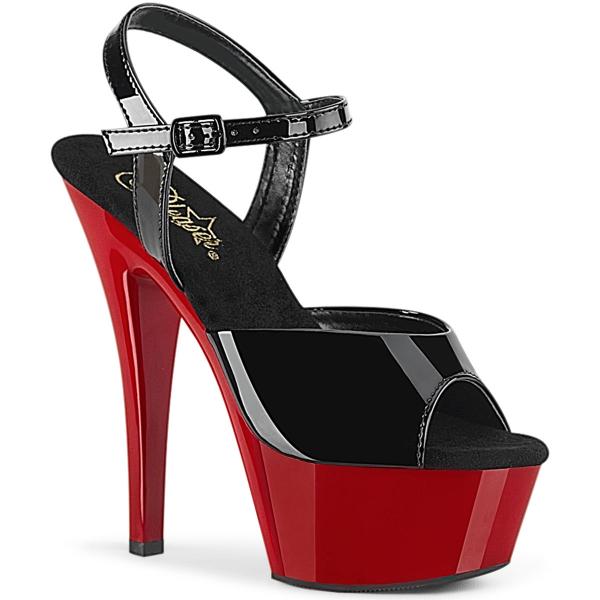 KISS-209 Pleaser Bi-Color High-Heels Plateausandaletten schwarz Lack rot