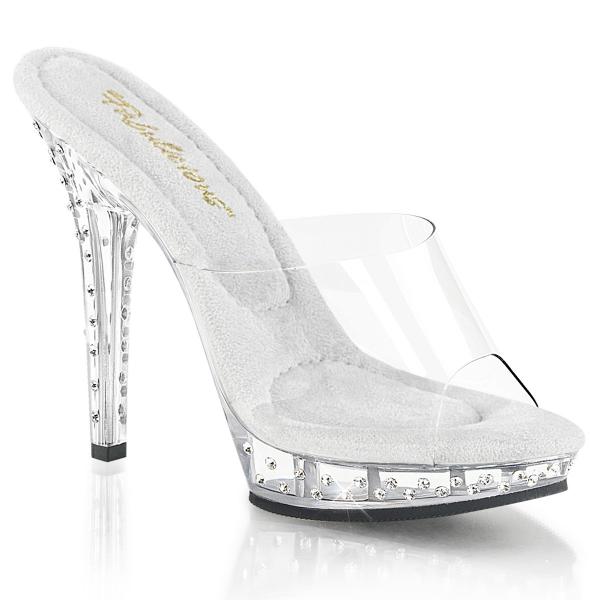 Sale LIP-101SDT Fabulicious high heels slide transparent rhinestones on heel and platform 39