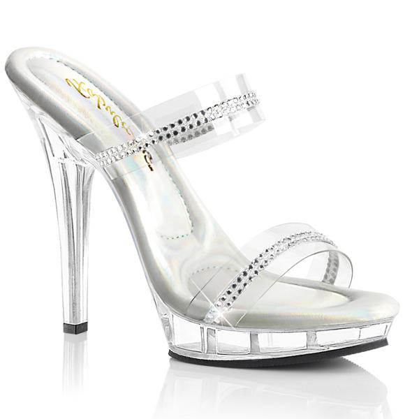 LIP-102-2 Fabulicious High-Heels Dualband Strass-Plateaupantoletten transparent