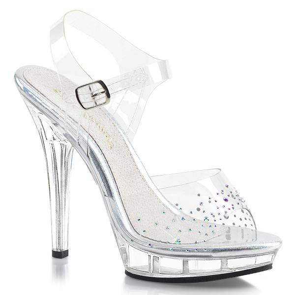 LIP-108SD Fabulicious High-Heels Plateausandaletten klar mit Multi-Size Strass