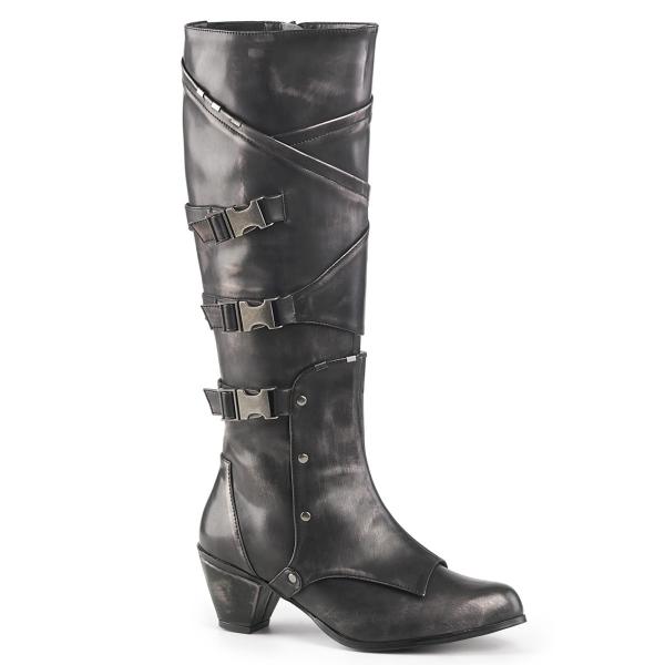 Sale MAIDEN-8820 Funtasma kniehohe Damen Stiefel zinn gebürstet Lederimitat 38