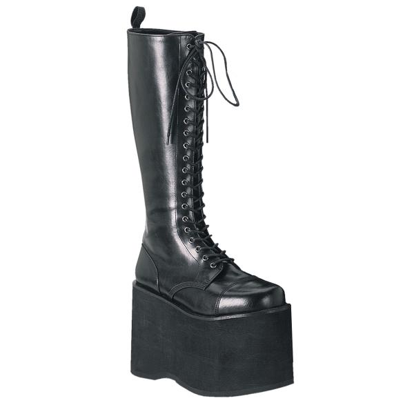 Sale MEGA-602 DemoniaCult Unisex Goth Punk Keilplateau Schnür Stiefel schwarz Lederoptik 38