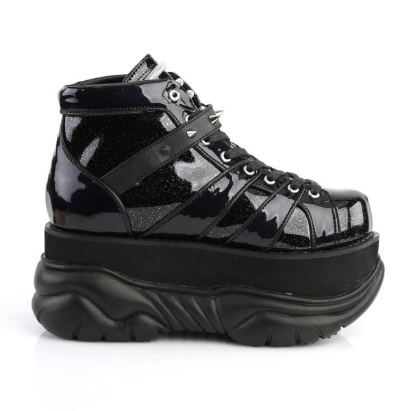 Sale NEPTUNE-100 DemoniaCult Damen Herren Plateauschuhe schwarz silber Glitter UV reaktiv 41