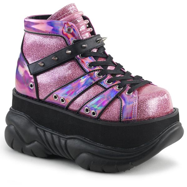 Sale NEPTUNE-100 DemoniaCult Damen Herren Plateauschuhe pink silber Glitter UV reaktiv 36