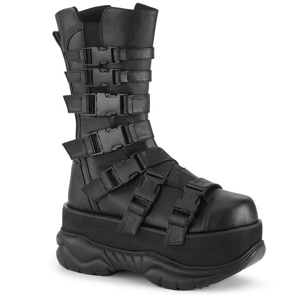 Sale NEPTUNE-210 DemoniaCult platform mid calf boot multi straps black matte 43