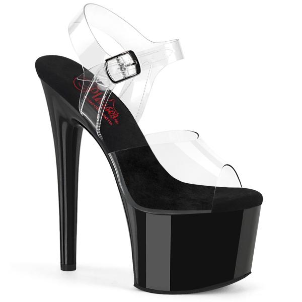 PASSION-708 Pleaser komfortable Damen High Heels Plateausandaletten klar schwarz