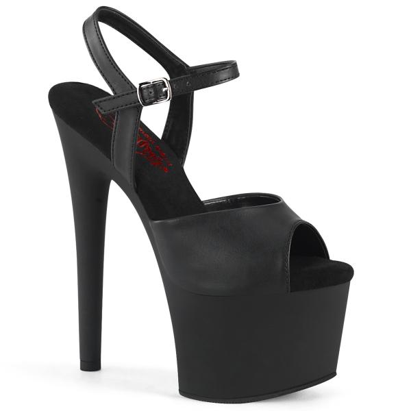 Sale PASSION-709 Pleaser komfortable Damen High Heels Plateausandaletten schwarz Lederlook 40