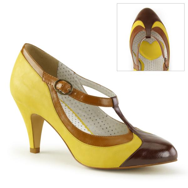PEACH-03 Pin Up Couture günstiger Damen Riemchen Pumps Multi Color gelb Lederoptik